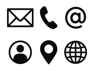 Contact icons collection illustrating communication methods for business