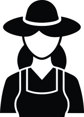 Female Farmer Working in Field silhouette vector art illustration
