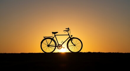 Silhouette of Bicycle at Sunset Inspiring Travel and Freedom