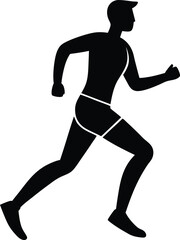 Jogger Man Running Outdoors silhouette vector art illustration