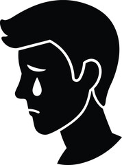 Man Crying in Silence silhouette vector art illustration