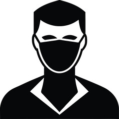 Man Wearing Mask silhouette vector art illustration