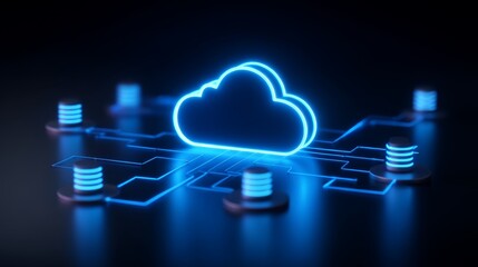 Digital Cloud Computing Network Illustrating Data Synchronization and Storage Solutions for Businesses