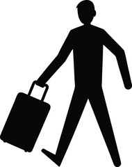 Man with Suitcase silhouette vector art illustration