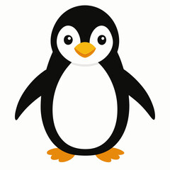 Cute cartoon penguin standing with a cheerful expression  