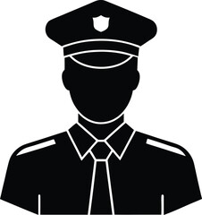 Police Man in Uniform silhouette vector art illustration