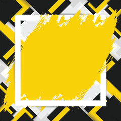 Modern Geometric Yellow Brush Frame Background with Abstract Layers