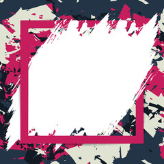 Square Abstract Grunge Background with Magenta Brush Frame