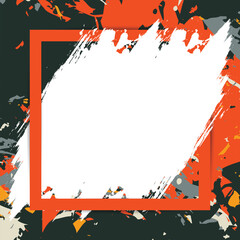Square Grunge Brush Background with Bold Orange Frame