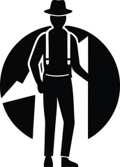 Traveler Man silhouette vector art illustration