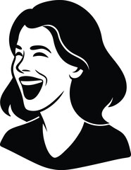 Woman Laughing silhouette vector art illustration