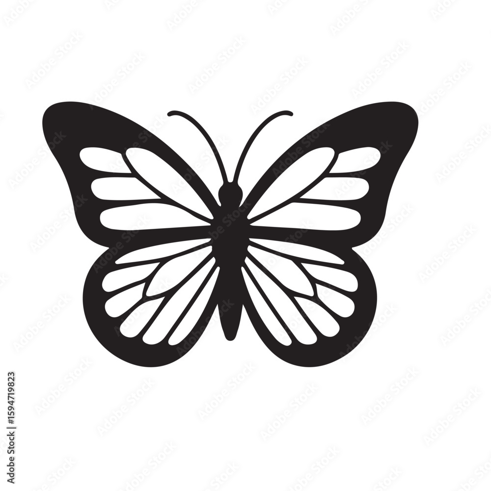 Aufkleber A black and white butterfly with intricate wing patterns isolated on a white background vector image