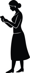 Woman Texting silhouette vector art illustration
