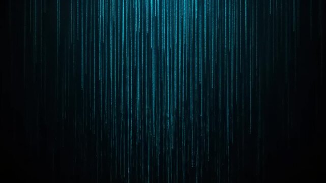 Teal digital rain effect on dark background