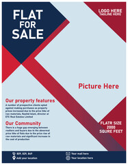 Modern Real Estate Flyer for Flat Sale with Customizable Layout and Features
