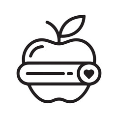 Apple with heart and progress bar icon fruit love