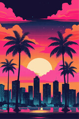 Layered Neon Cityscape