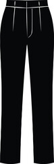 Silhouette of long straight-leg tapered trousers with waistband detail