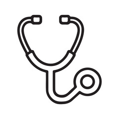 Black stethoscope outline on white background medical healthcare