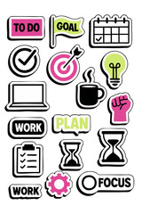 Collection of icons of motivation and performance