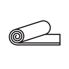 Rolled mat with spiral end and flat section unrolled