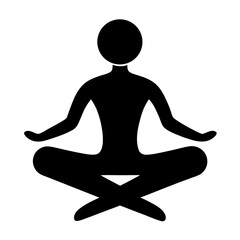 Silhouette of a person performing a yoga pose isolated on white background