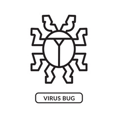 Obraz premium Stylized black insect icon with jagged legs virus computer virus