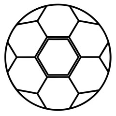 Fototapeta premium Simple line art soccer ball with geometric panels isolated on white background