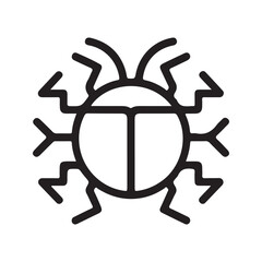 Stylized insect symbol with zigzag legs and antennae black and white graphic