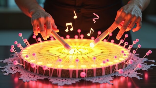 Artistic presentation of drumming scenes