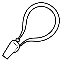 Line art illustration of a sports whistle with a lanyard isolated on white background