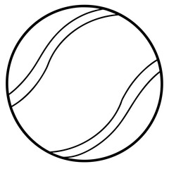 Detailed line art illustration of a fuzzy tennis ball isolated on white background