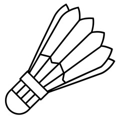 Obraz premium Simple line art illustration of a badminton shuttlecock isolated on white background