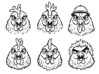 chicken poultry line illustration