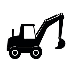 Naklejka premium Heavy backhoe loader with rear digging arm Silhouette Vector illustration