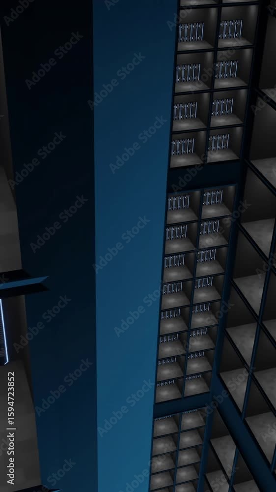 Poster animation of digital data processing over computer servers