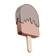 Brown 3d icon Chocolate Popsicle illustration