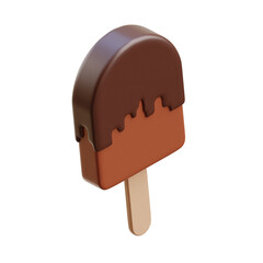 Brown 3d icon Chocolate Popsicle illustration