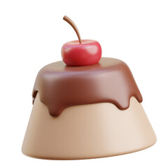 Brown 3d icon Chocolate Pudding illustration