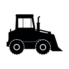 Naklejka premium Heavy bulldozer for pushing earth and debris Silhouette Vector illustration
