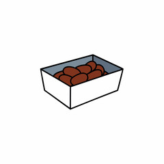 Box of Fresh Dates Vector Illustration for Natural Sweet Food Packaging