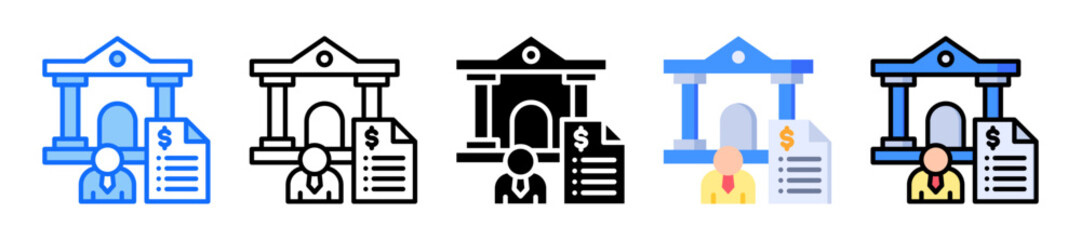 Government Building icon Multi Style Vector Illustration