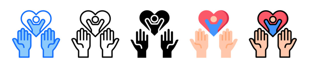 Obraz premium Volunteer Help icon Multi Style Vector Illustration