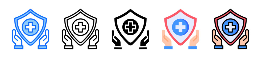 Health Shield icon Multi Style Vector Illustration