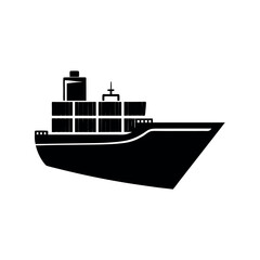 Obraz premium Large cargo ship for ocean freight transport Silhouette Vector illustration
