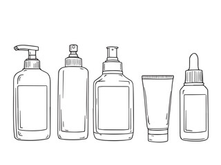 cream bottle vector line drawing