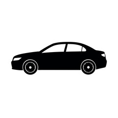 Compact car with sleek aerodynamic profile Silhouette Vector illustration