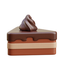 Brown 3d icon Sliced Chodolate Cake illustration