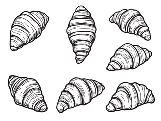 Croissant bakery item minimal outline drawing