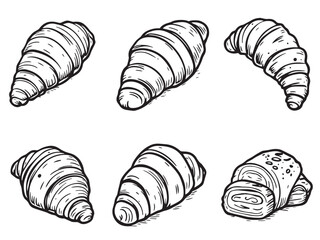 Croissant breakfast bread line art vector